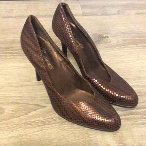Cariama Metallic Snakeskin Heels